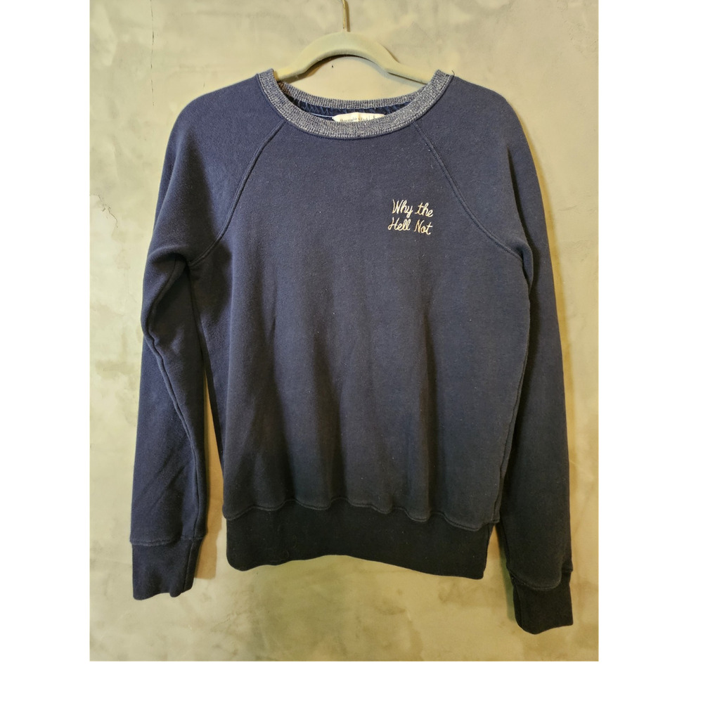 Abercrombie & Fitch Blue Fleece Crewneck Logo Sweatshirt size S